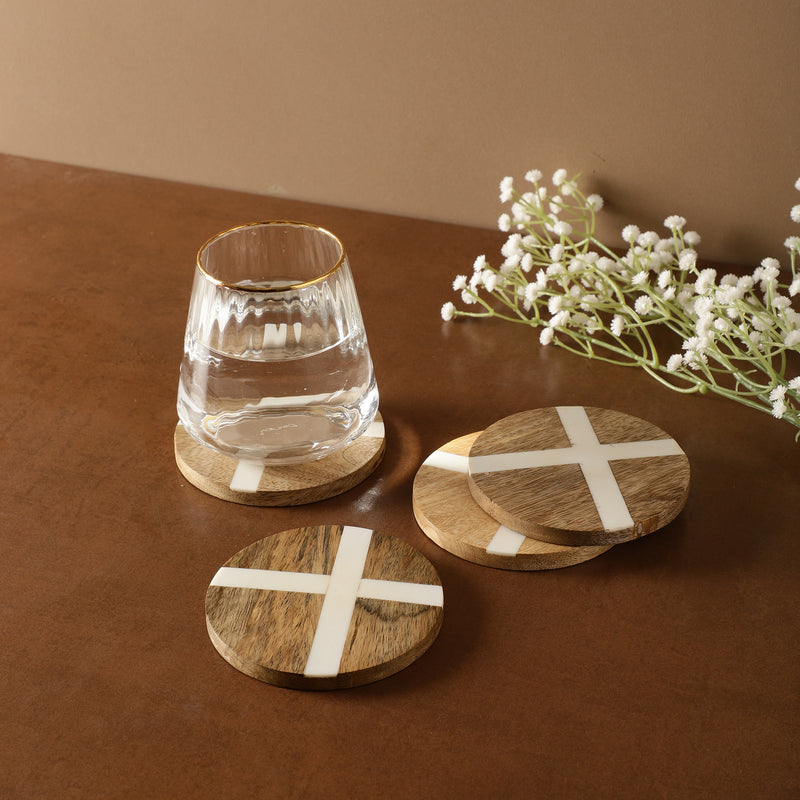 Resin Inlay Wooden Coasters- Set of 4