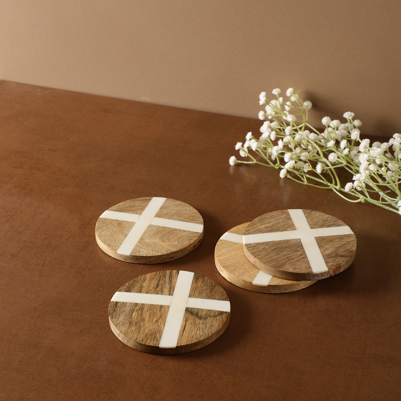 Resin Inlay Wooden Coasters- Set of 4