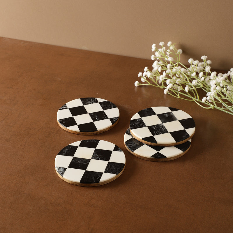 Check Resin Coasters- Set of 4