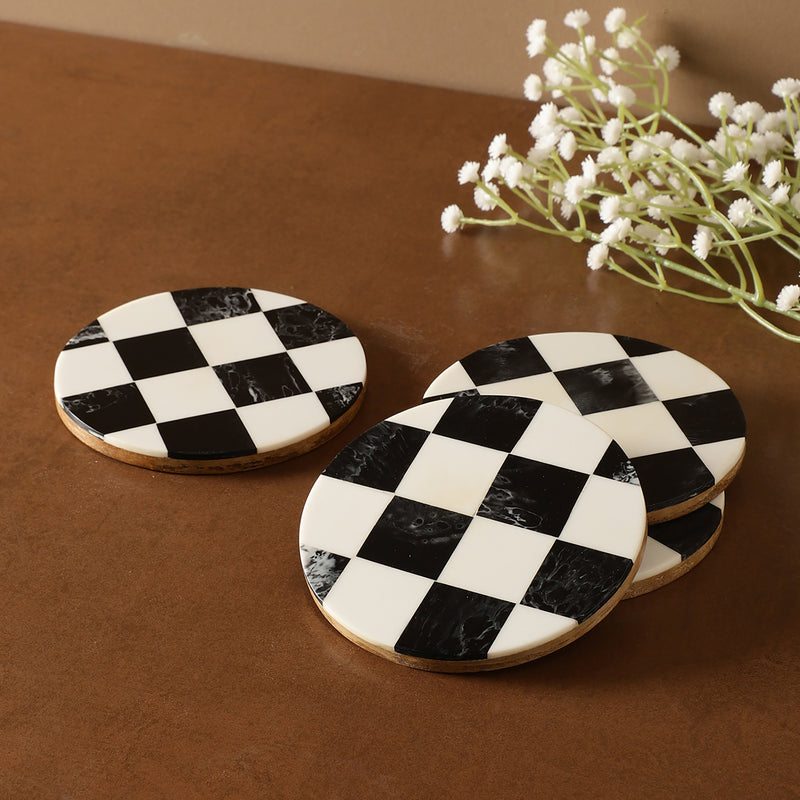 Check Resin Coasters- Set of 4