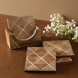 Carved Wooden Coasters- Set of 4