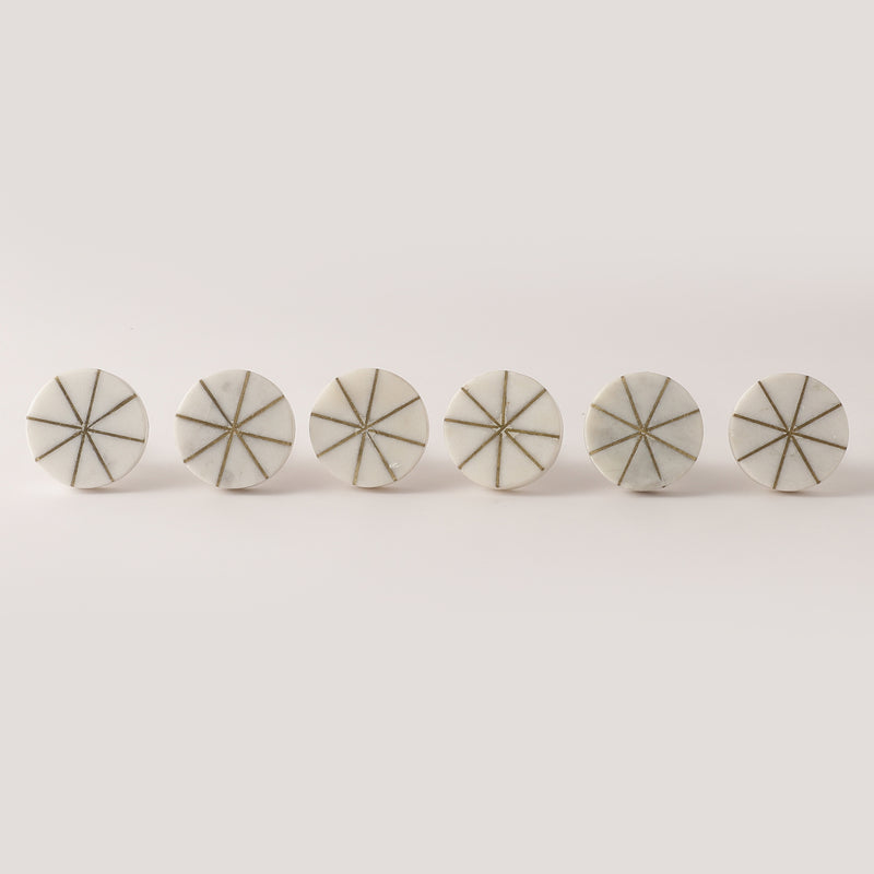 Wheel Marble Knob- Set of 6