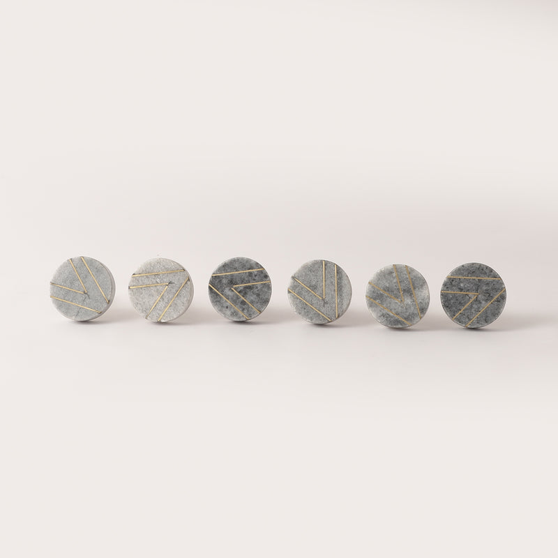 V Resin Round Knob-Set of 6