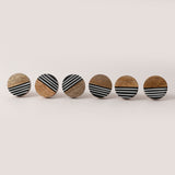 Stripped Resin Wooden Knob- Set of 6