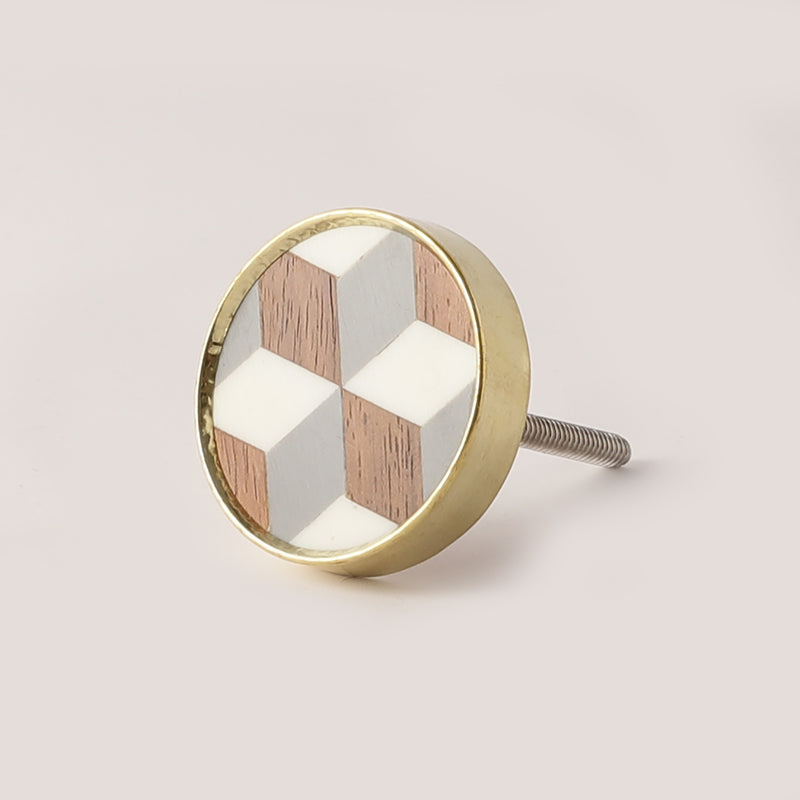 Geometrical Resin Wooden Knob- Set of 6