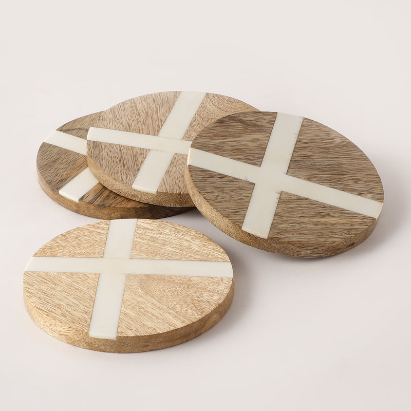 Resin Inlay Wooden Coasters- Set of 4