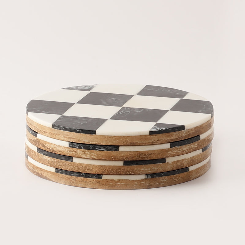 Check Resin Coasters- Set of 4