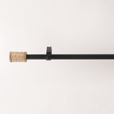 Cylindrical Cane Finial Extendable Curtain Rod Matte Black GAUGE-0.5-0.75" (Hardware Included)