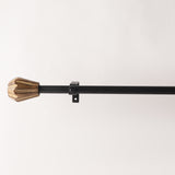 Frustum Wooden Finial Extendable Curtain Rod Matte Black GAUGE-0.5-0.75" (Hardware Included)