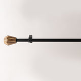 Frustum Wooden Finial Extendable Curtain Rod Matte Black GAUGE-0.5-0.75" (Hardware Included)