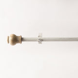 Pomp Wooden Finial Extendable Curtain Rod Distress White GAUGE-0.5-0.75" (Hardware Included)