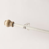 Pomp Wooden Finial Extendable Curtain Rod Distress White GAUGE-0.5-0.75" (Hardware Included)