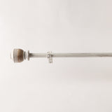 Typho Wooden Finial Extendable Curtain Rod Distress White GAUGE-0.5-0.75" (Hardware Included)