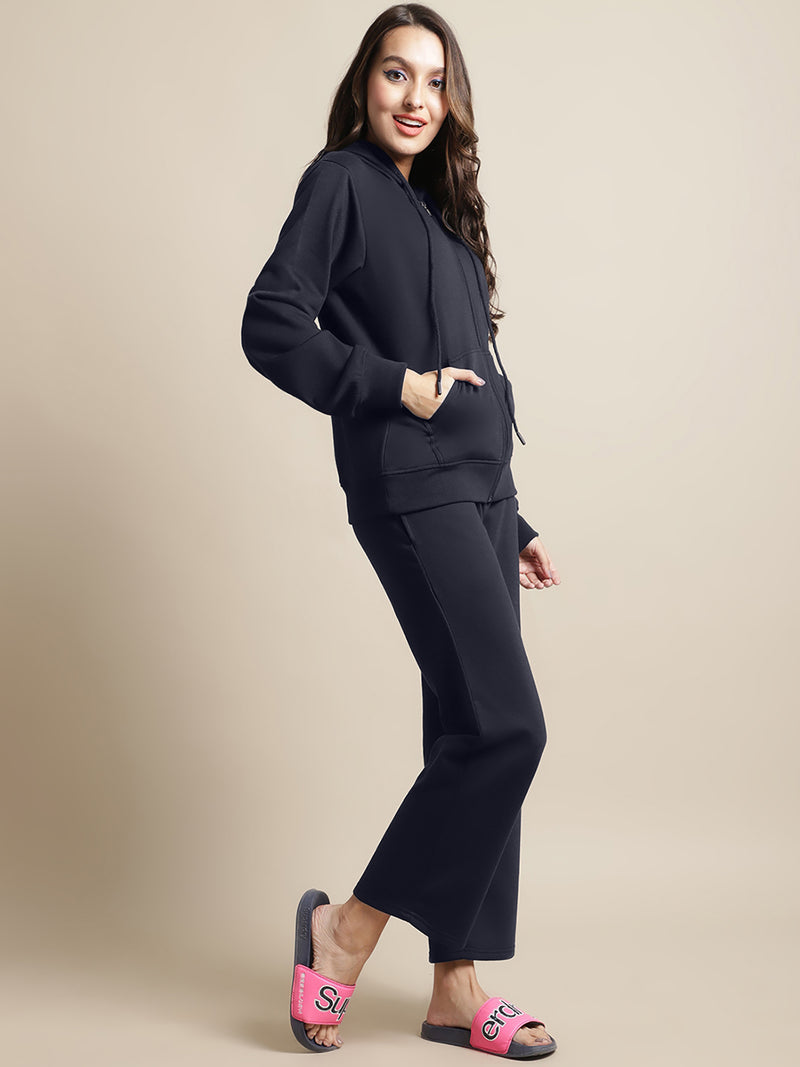 Secret Wish Women Fleece Navy Blue Winter Night Suit