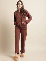 Secret Wish Women Fleece Brown Winter Night Suit