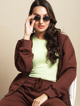 Secret Wish Women Fleece Brown Winter Night Suit