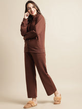 Secret Wish Women Fleece Brown Winter Night Suit