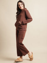 Secret Wish Women Fleece Brown Winter Night Suit