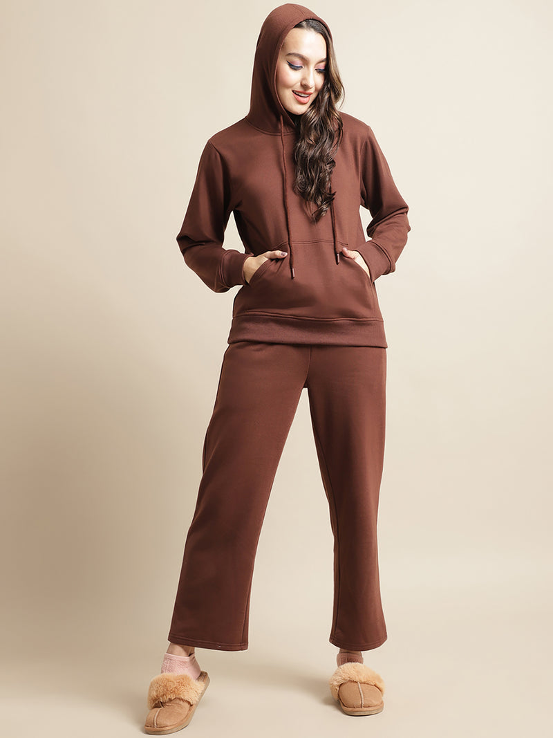 Secret Wish Women Fleece Brown Winter Night Suit