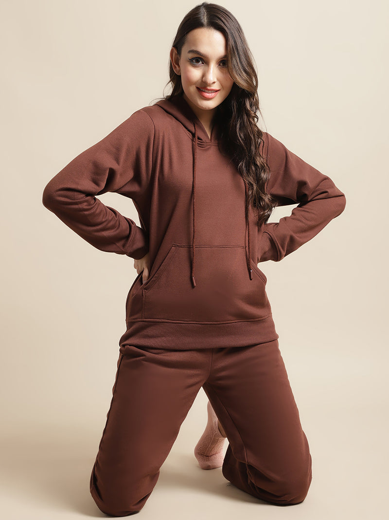 Secret Wish Women Fleece Brown Winter Night Suit