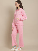 Secret Wish Women Fleece Baby Pink Winter Night Suit