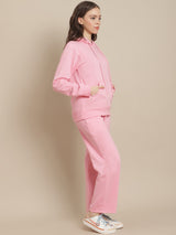 Secret Wish Women Fleece Baby Pink Winter Night Suit