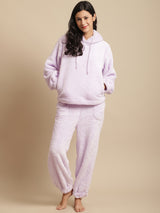 Secret Wish Women Lavender Faux Fur Winter Night Suit