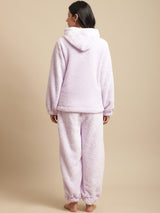 Secret Wish Women Lavender Faux Fur Winter Night Suit