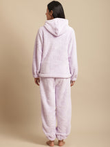 Secret Wish Women Lavender Faux Fur Winter Night Suit